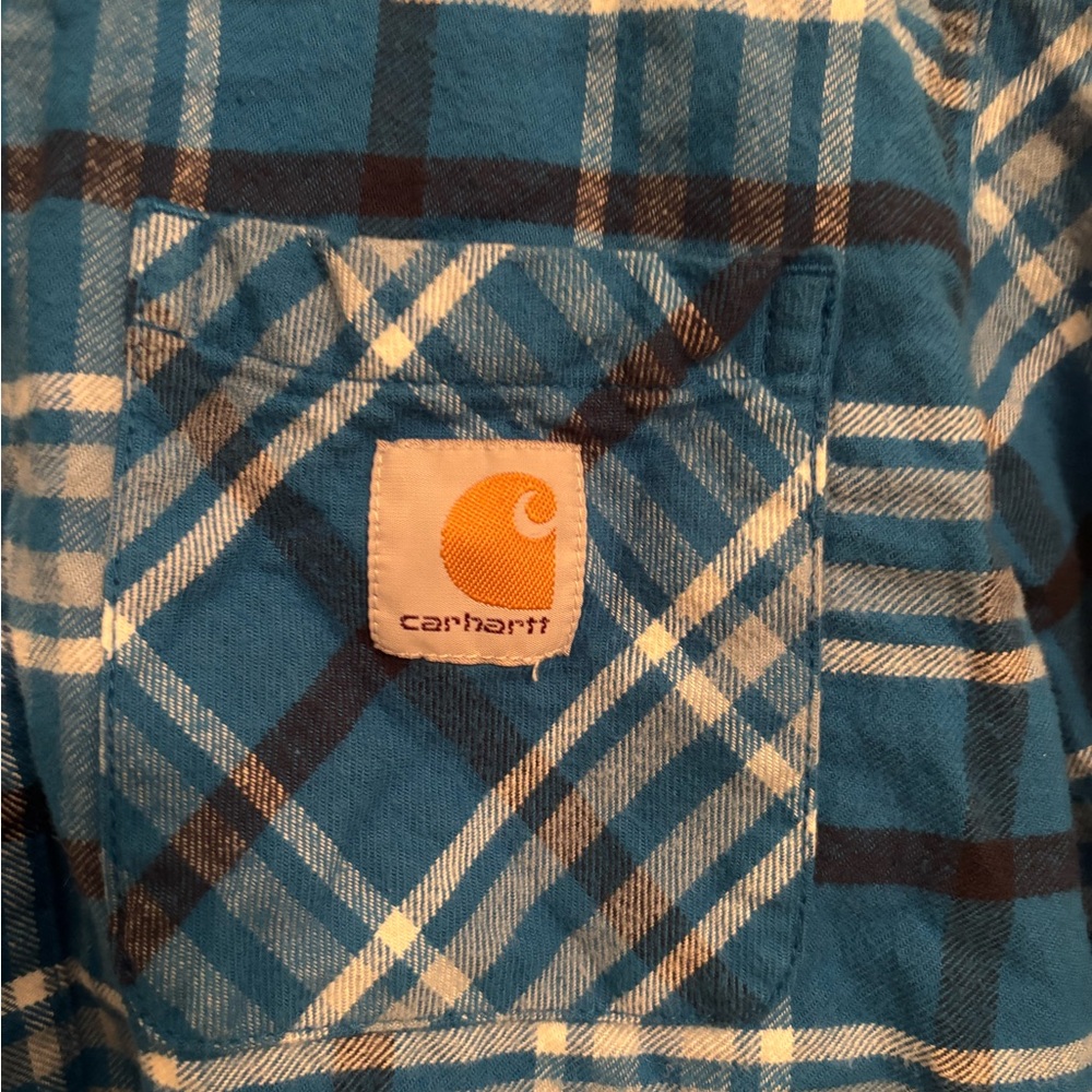 CARHARTT BOY'S LONG-SLEEVE FLANNEL BUTTON-FRONT HOODED SHIRT - Picture 2 of 6